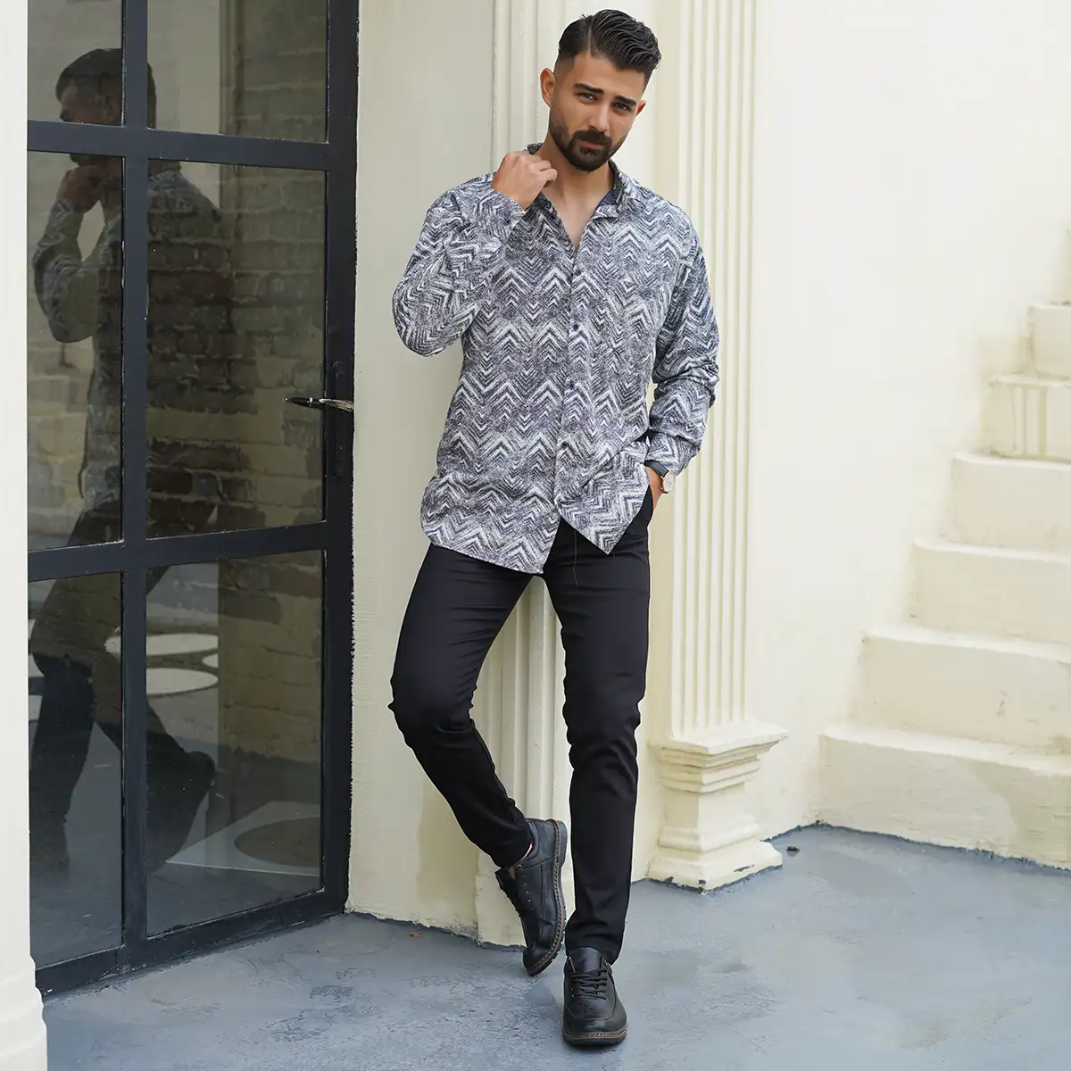 پیراهن مردانه طوسی مدل awino