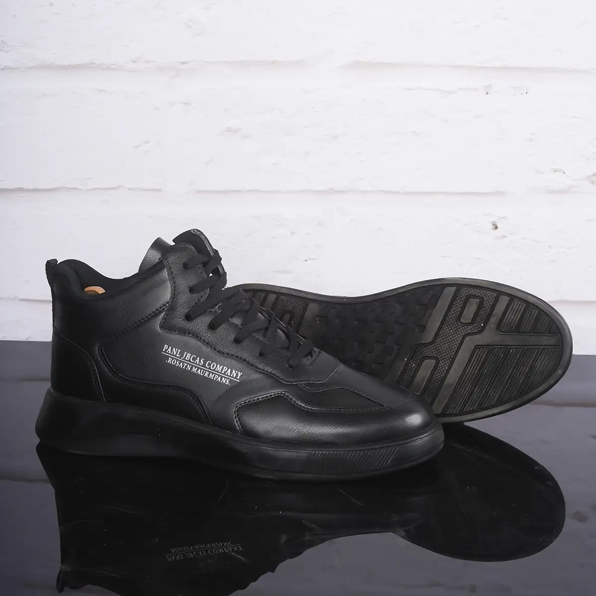 کفش تخت تمام مشکی ساقدار مردانه مدل Anatomic