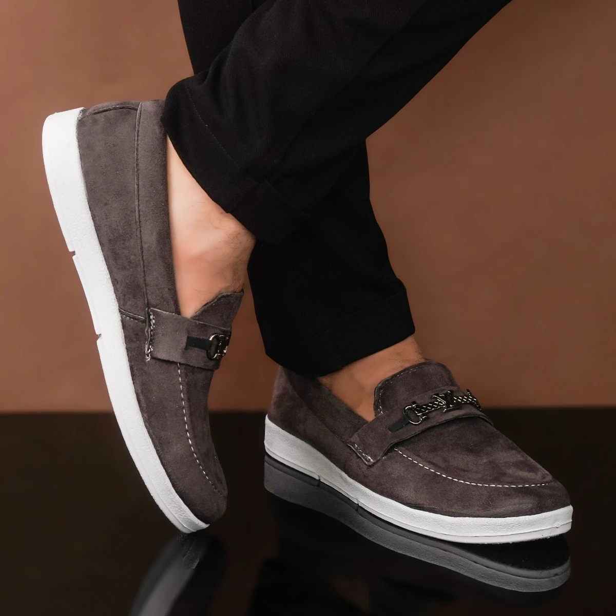 کفش کالج مردانه طوسی مدل Arsan