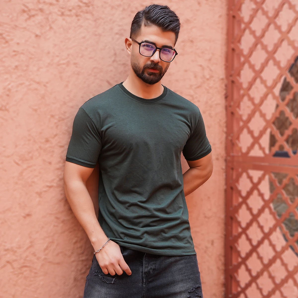 تیشرت ساده سبز مردانه مدل Edvan