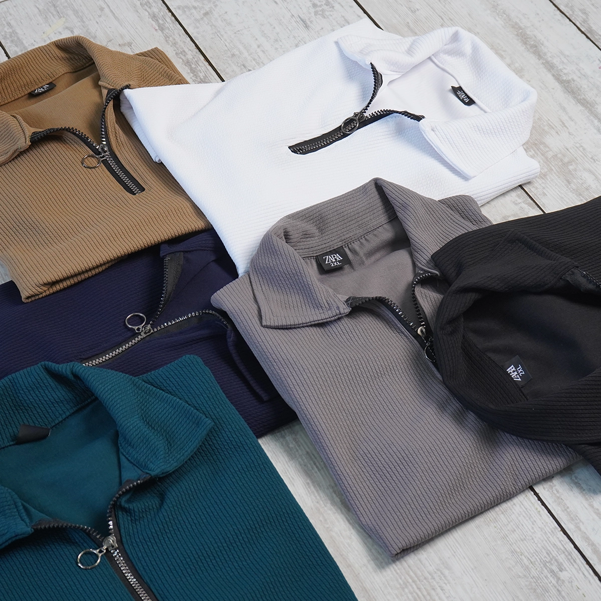 تیشرت مردانه یقه زیپ دار سفید مدل Arban