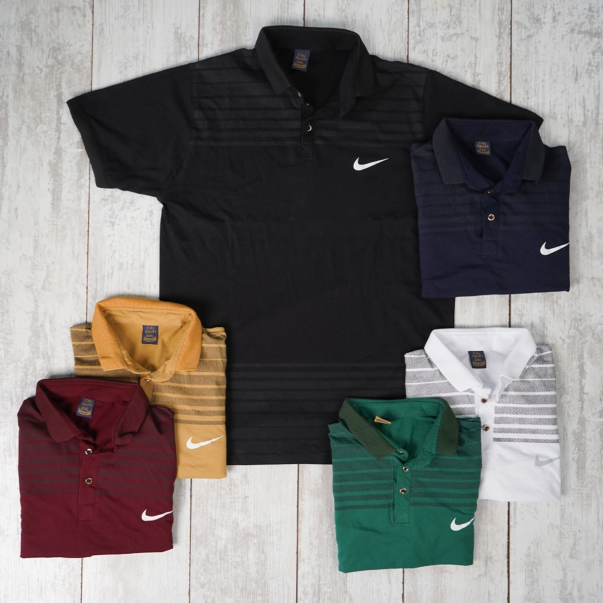 تیشرت یقه دار راه راه زرشکی مدل Farhan