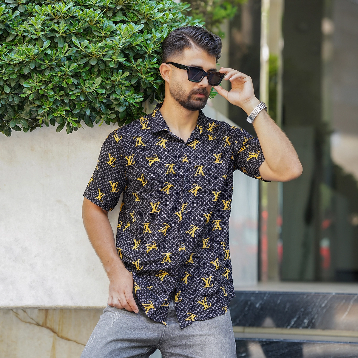 پیراهن هاوایی طرح LV مردانه مدل G93
