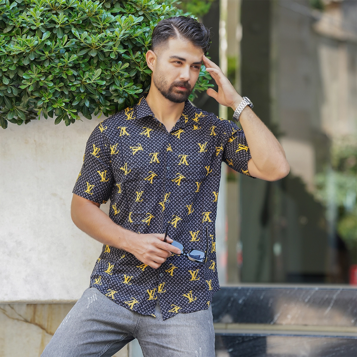 پیراهن هاوایی طرح LV مردانه مدل G93