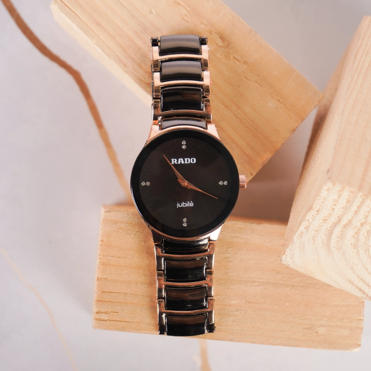 ساعت مچی مردانه مشکی رزگلد مدل Rado