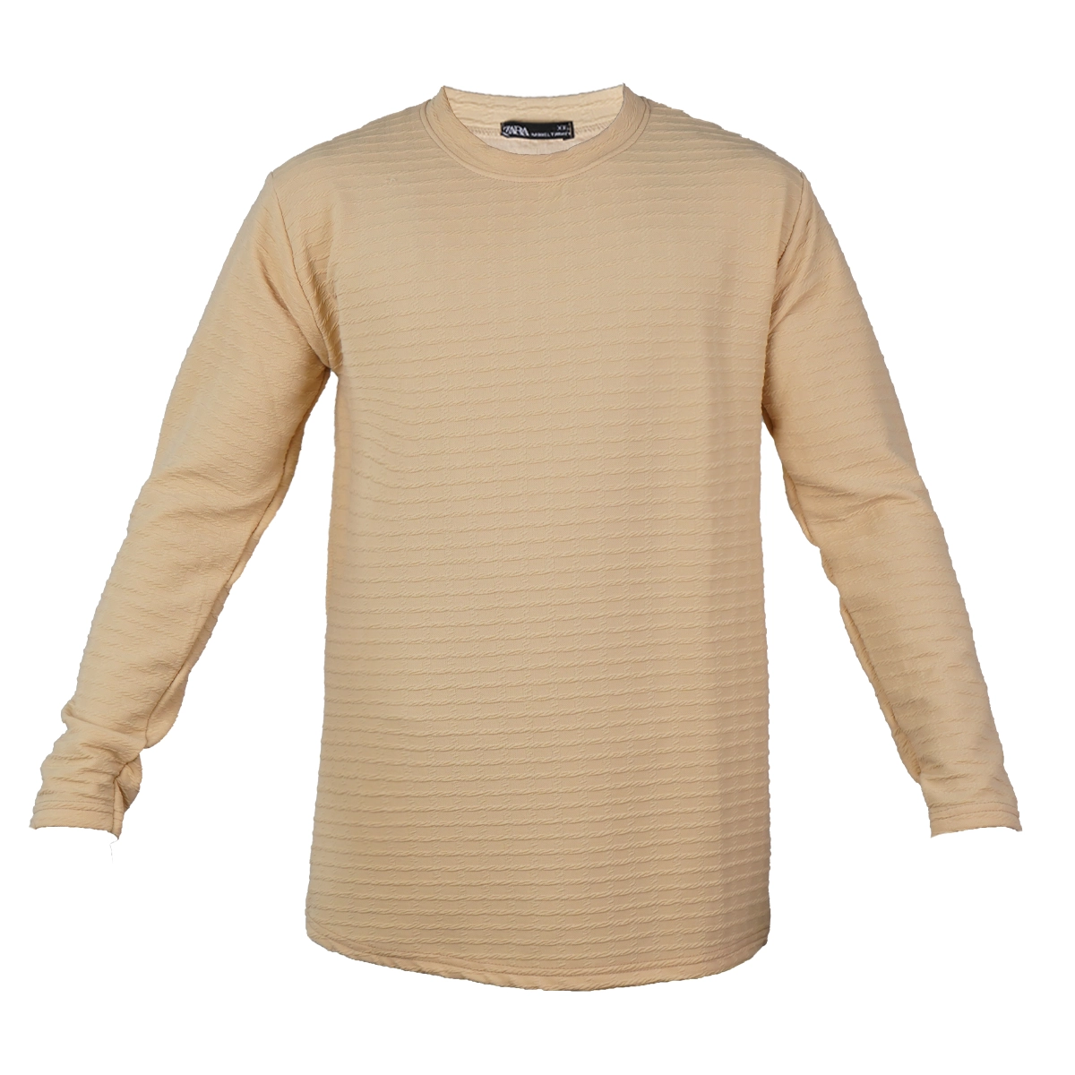 تیشرت مراکشی آستین بلند خطی کرم مدل Borzo