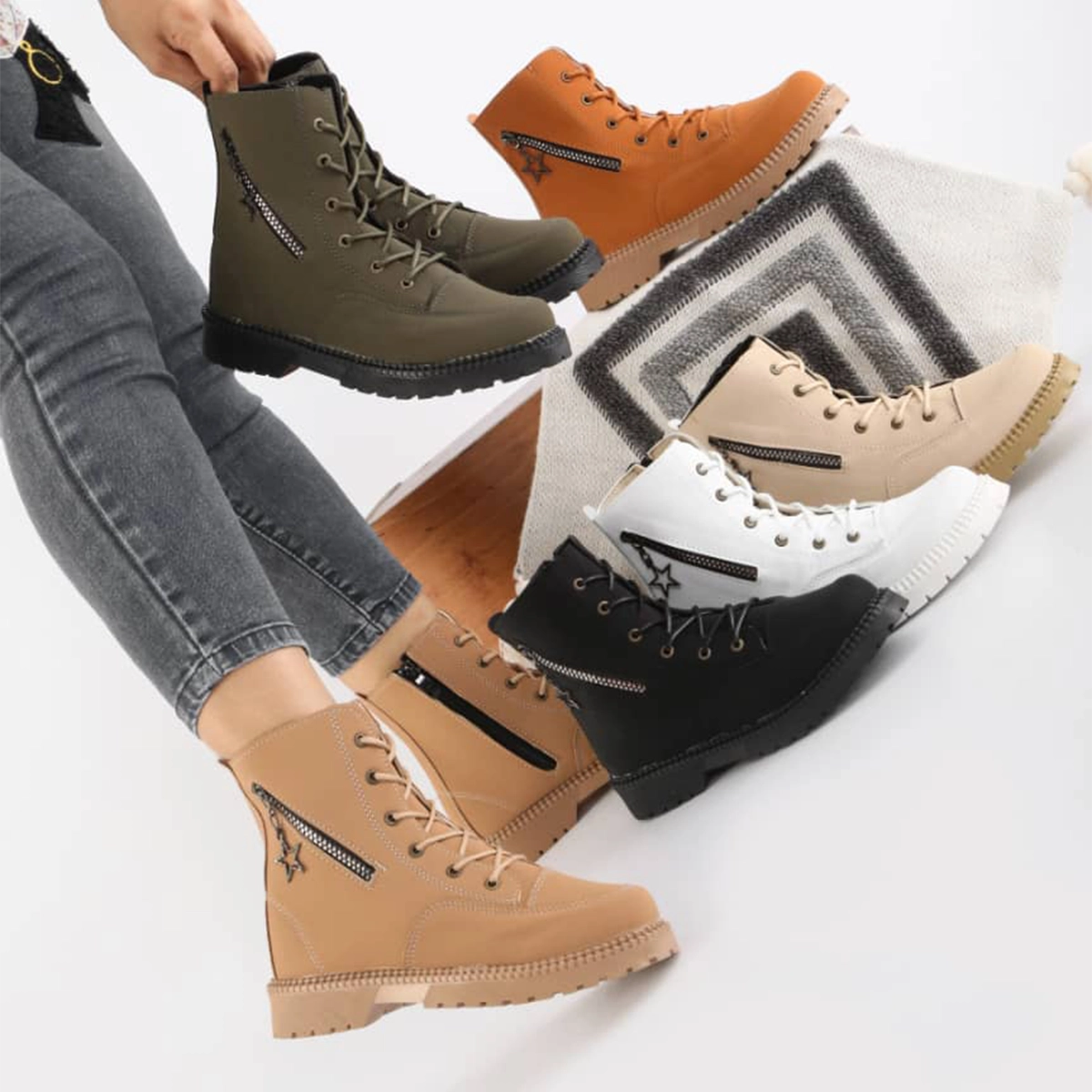 نیم بوت دخترانه نارنجی مدل shiva