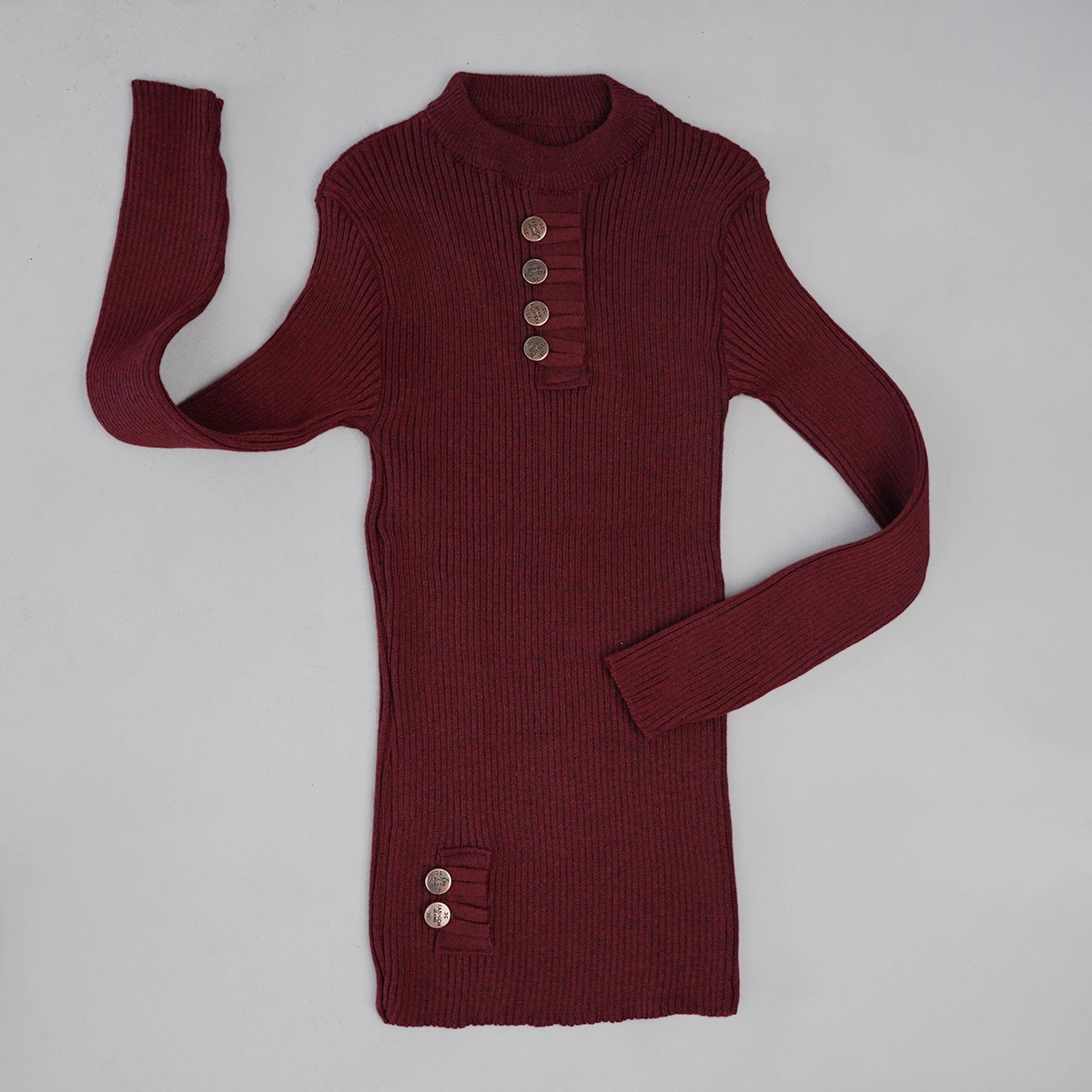 بافت مردانه زرشکی مدل دکمه ای