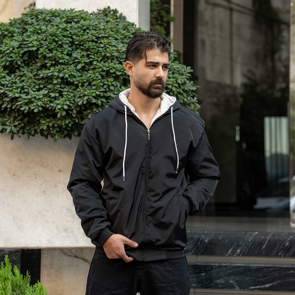 کاپشن مردانه مشکی دو نایک مدل Ramin