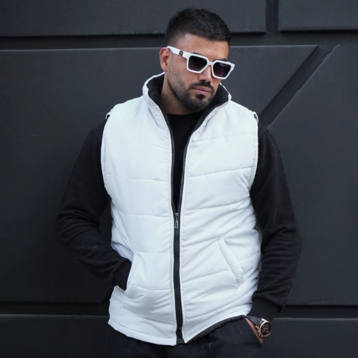 پافر سفید مردانه مدل Saniyar