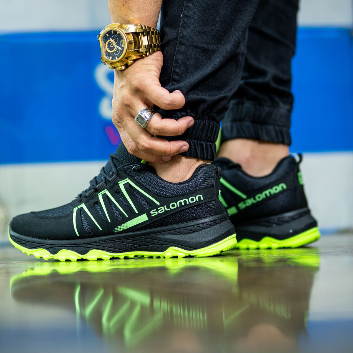 کفش ورزشی مردانه مشکی سبز Salomon مدل BAHRAM