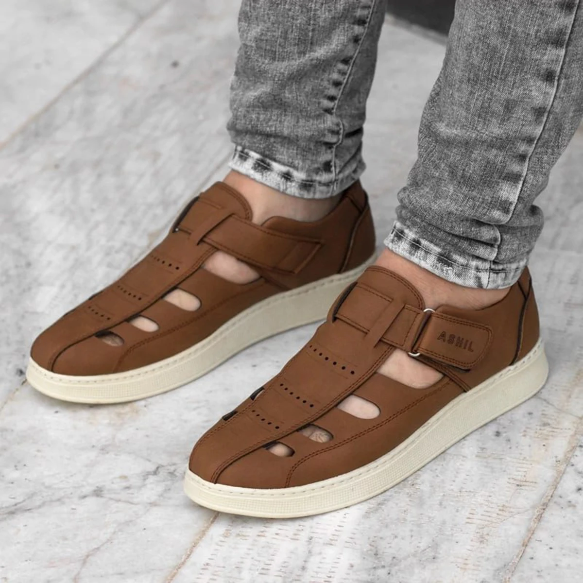 صندل مردانه نسکافه ای مدل Arman