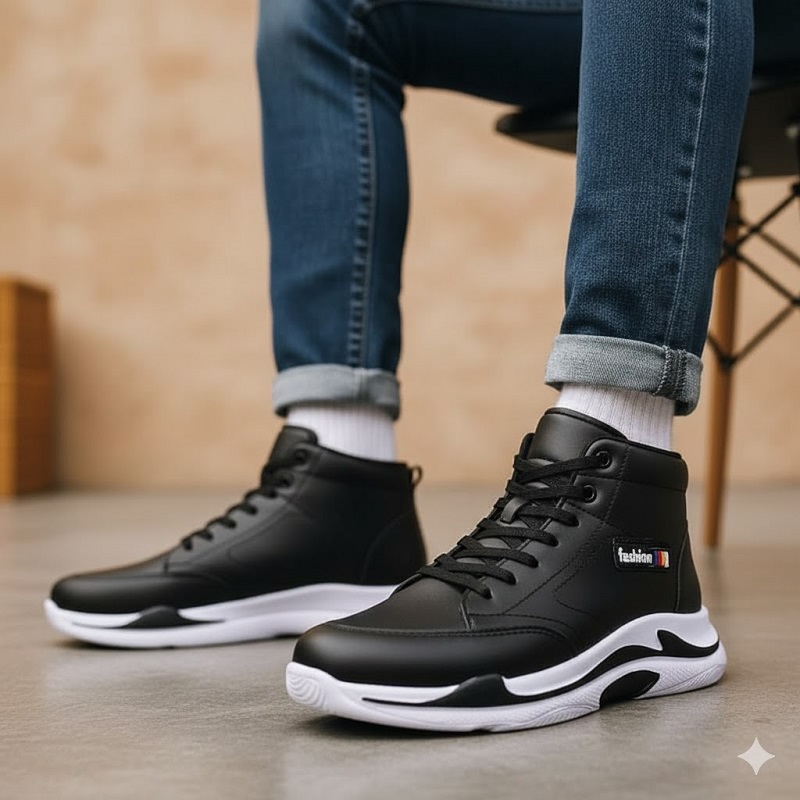 کفش ساقدار مردانه مشکی مدل EMTO