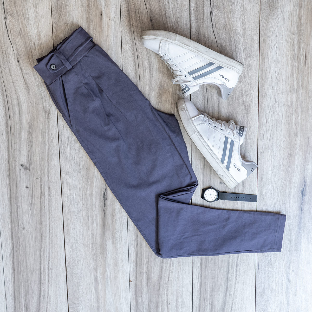 شلوار اسلش کمربندی طوسی مردانه مدل Zaros