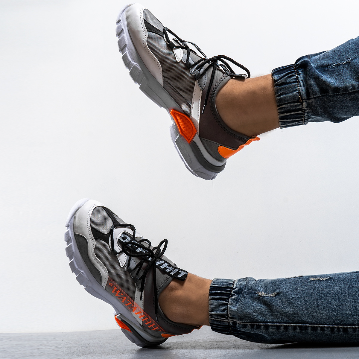 کفش ورزشی OFF WHITE مردانه طوسی مدل Rasit