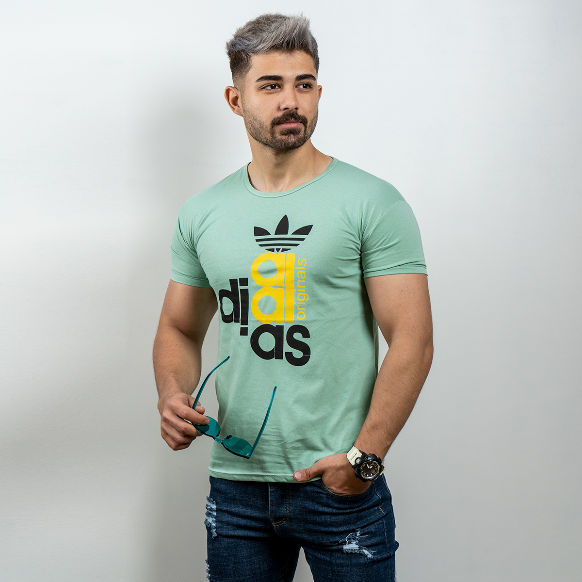 تیشرت Adidas مردانه سبزکمرنگ مدل devan(T)