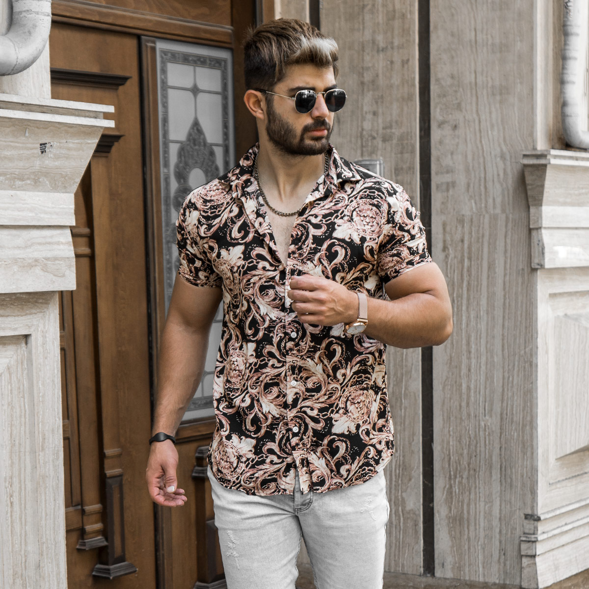 پیراهن هاوایی مردانه مدل Satiyar