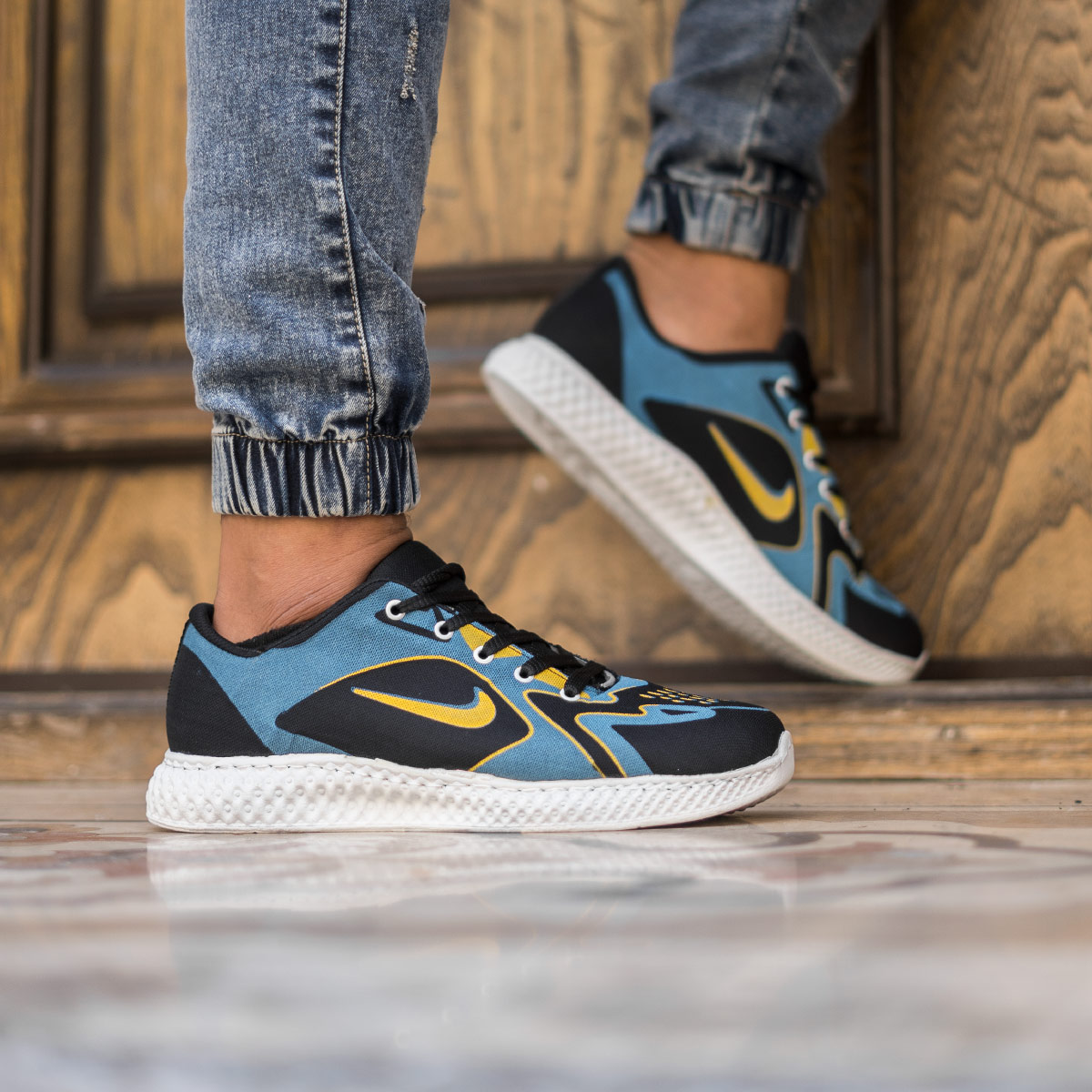 کفش ورزشی زرد آبی مردانه مدل Miden(T)