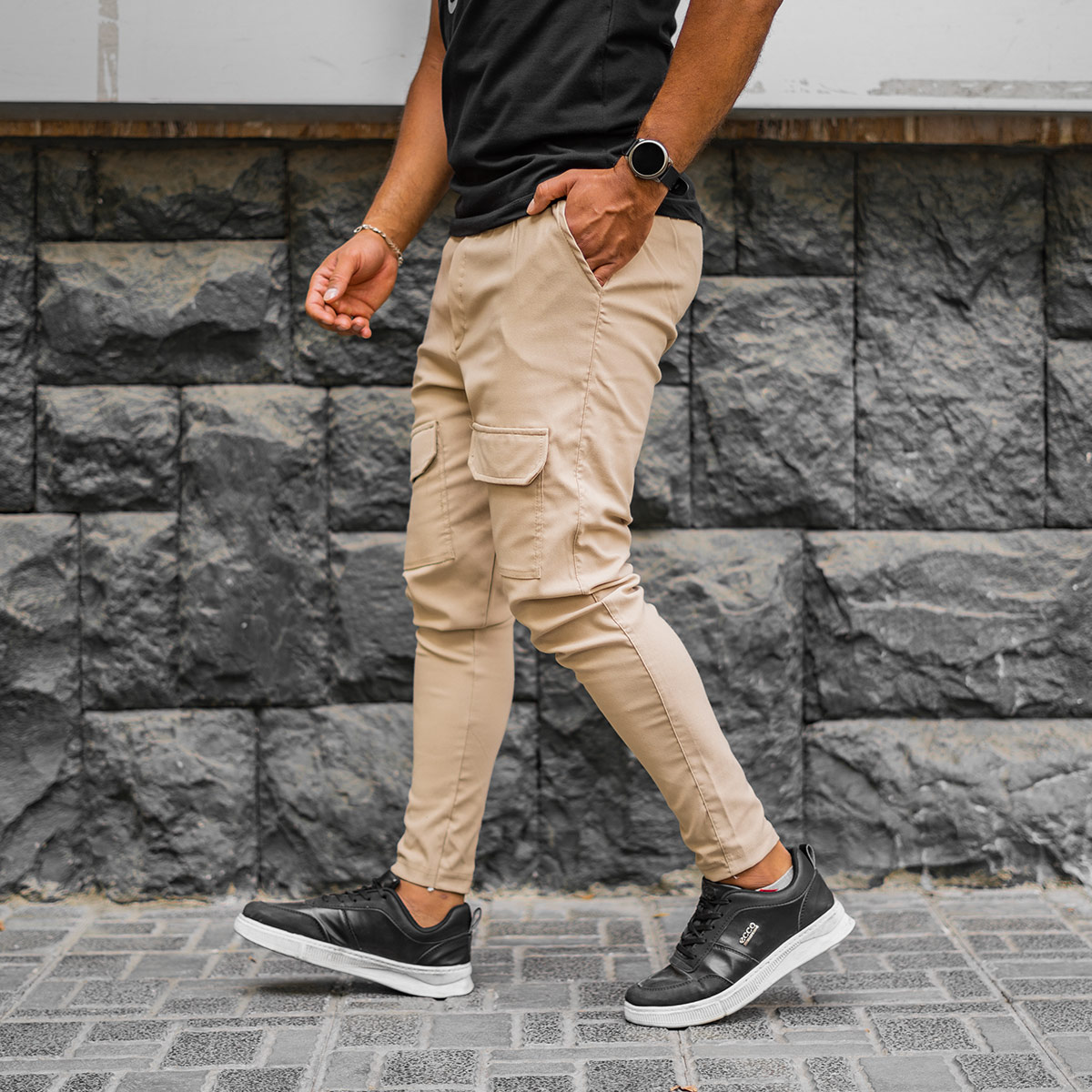 شلوار اسلش مردانه کرم مدل Kiyano