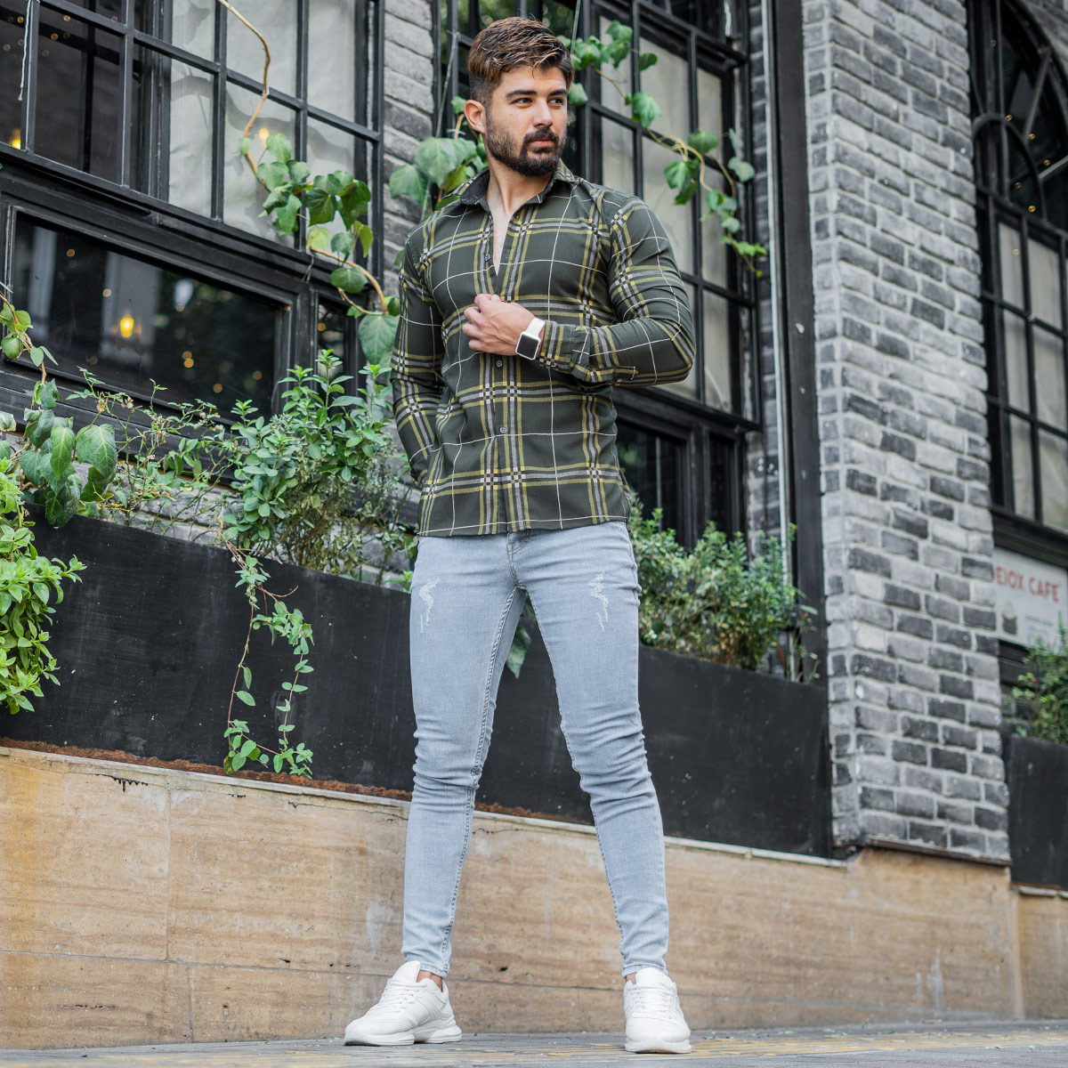 پیراهن چهار خونه سبز (T)مردانه مدل Malin